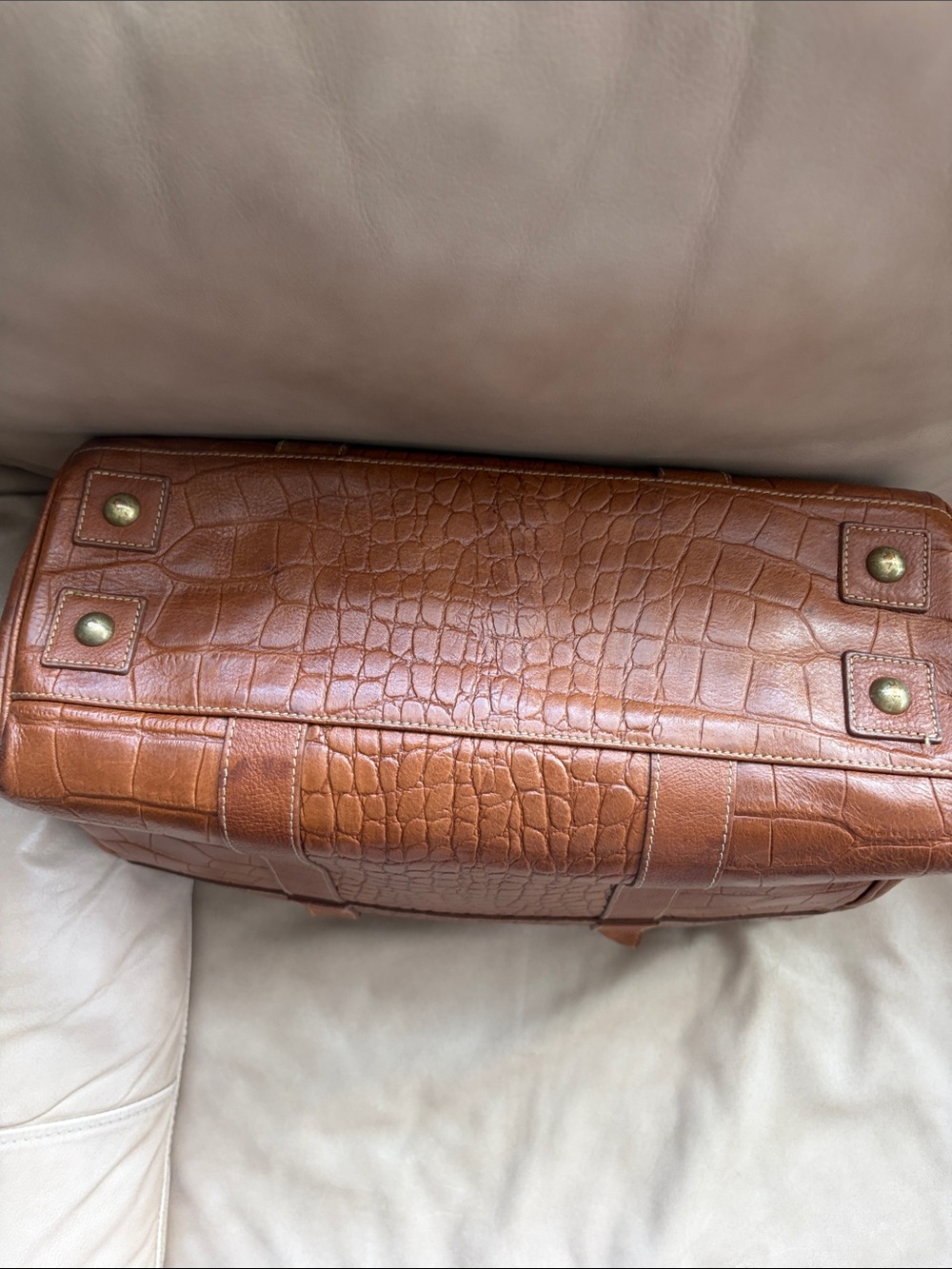 Mulberry Brown Croc-Embossed Leather Satchel - Picture 11 of 12